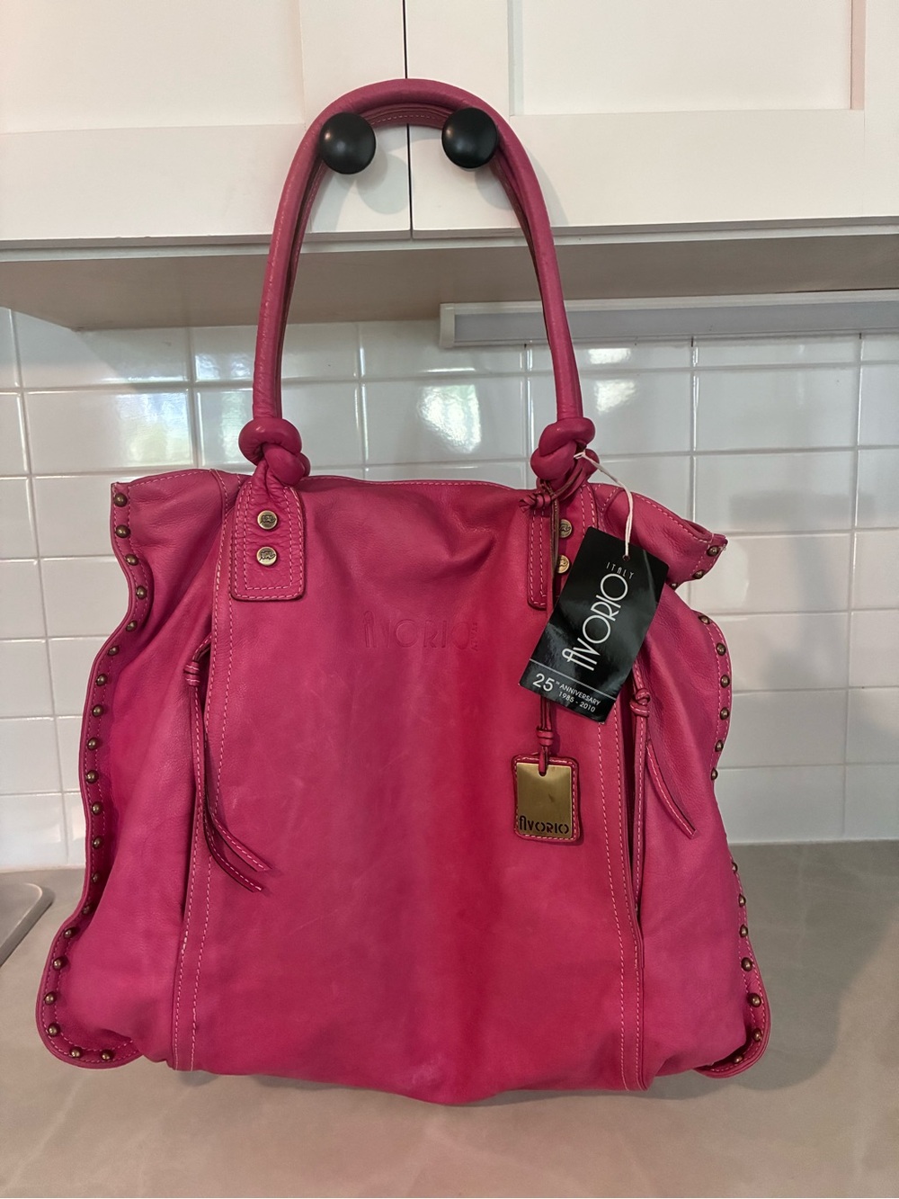 Avorio Italy Pink Leather Tote Bag - Pink Shoulder Handbag